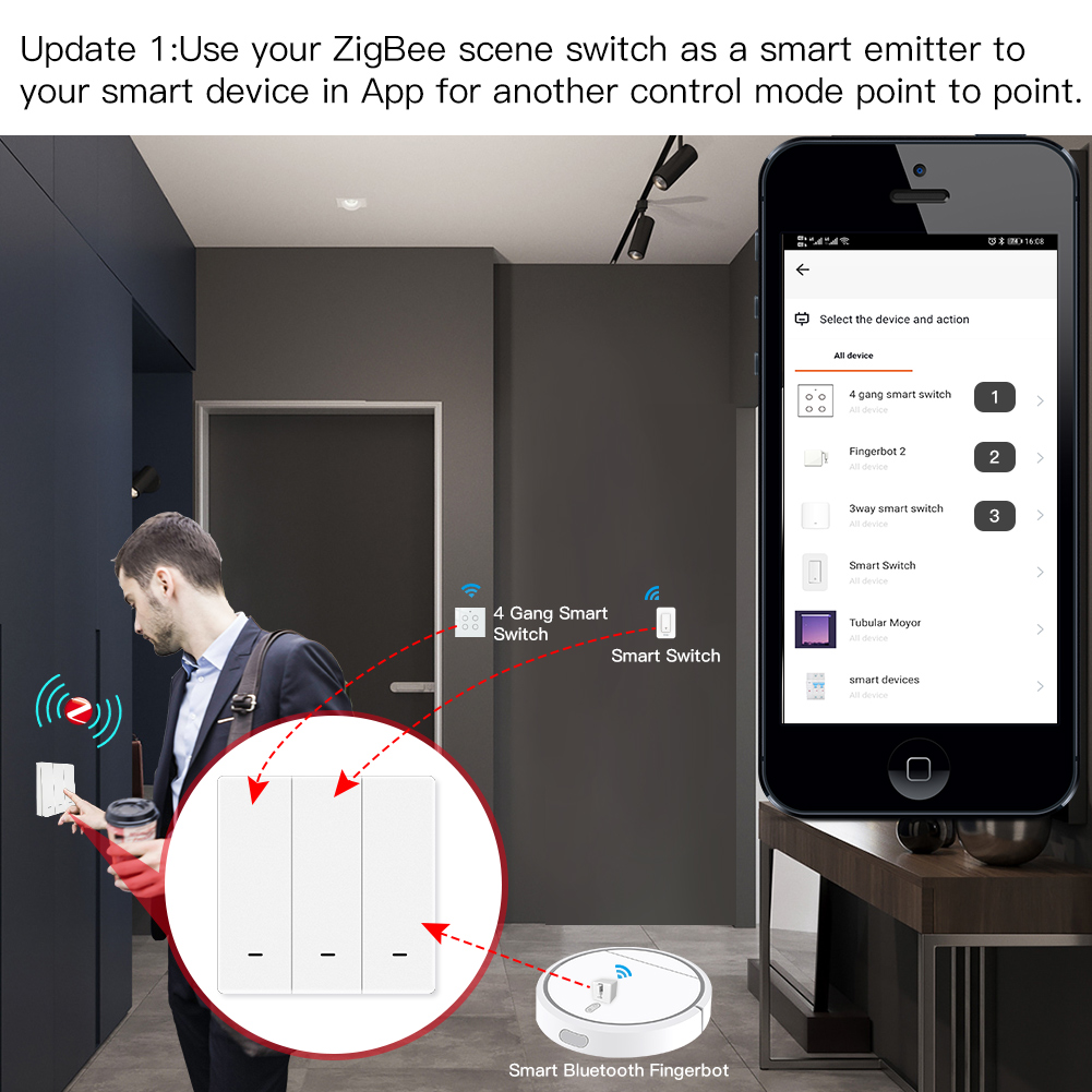 MOES Tuya ZigBee Scene Switch  - Push Button Tactile reseña y precio