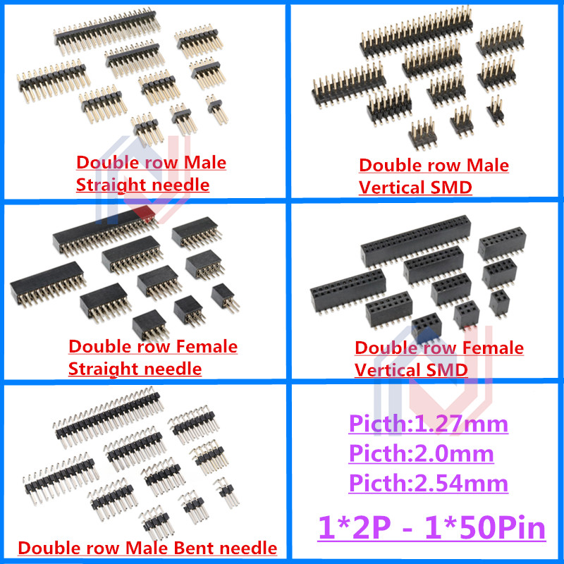 10Pcs 1.27mm 2.0mm 2.54mm Pitc - Male Female Header Pin reseña y precio