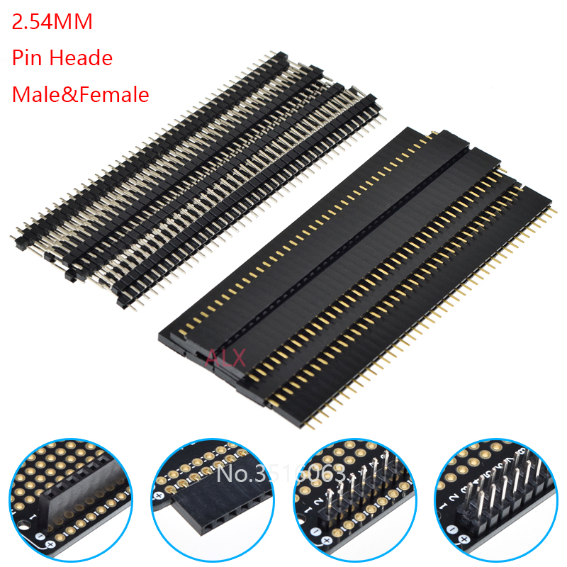 5/10Pcs 2.54mm 40 Pin 1x40 2X4 - Male Female Header Pin reseña y precio