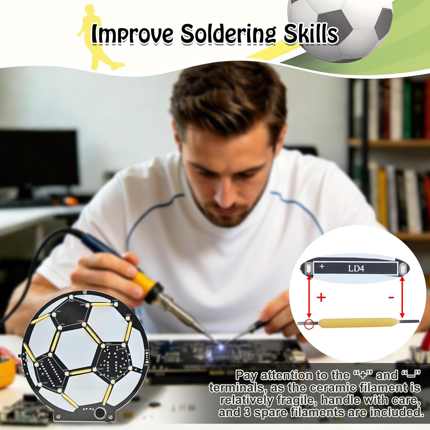 DIY Soccer Ball LED Soldering  - Diy Electronics Filament reseña y precio