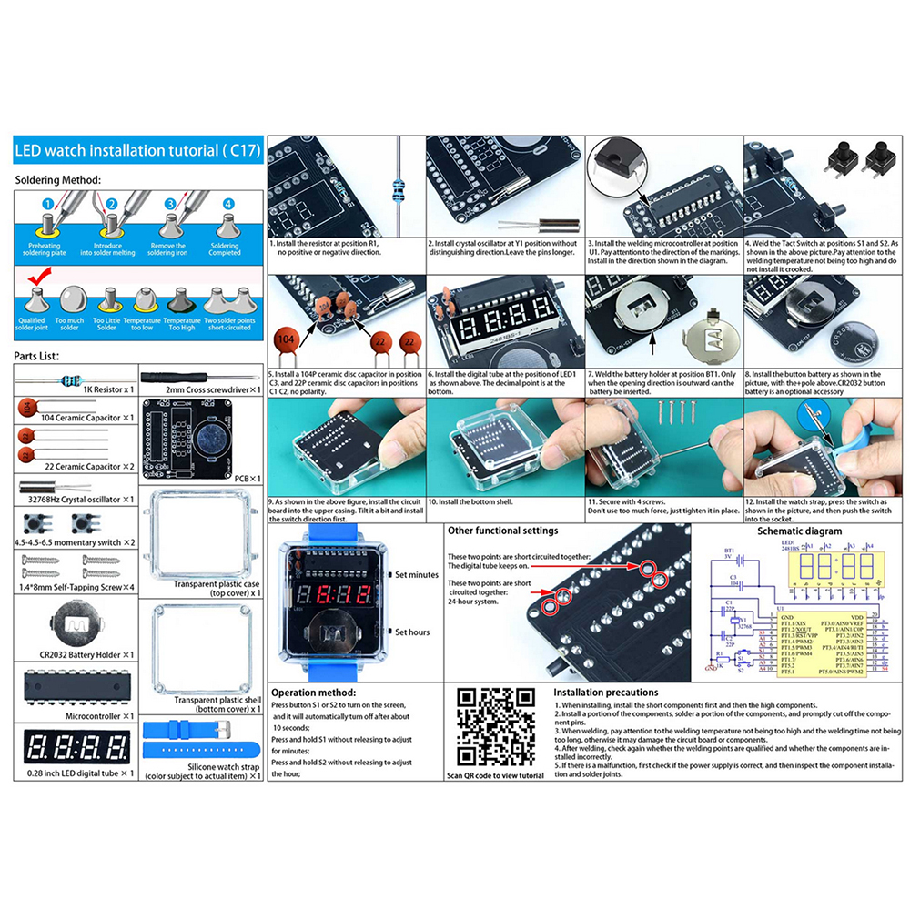 DIY Electronic Watch Kit 0.28' - Diy Electronics For Kids reseña y precio